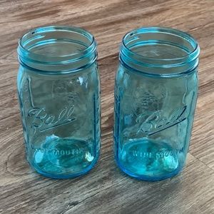 Blue Glass Ball Wide Width Mason Jars Set of 2